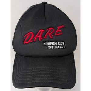 Official D.A.R.E Vintage Snapback Trucker Hat Black Mesh Snapback 90s